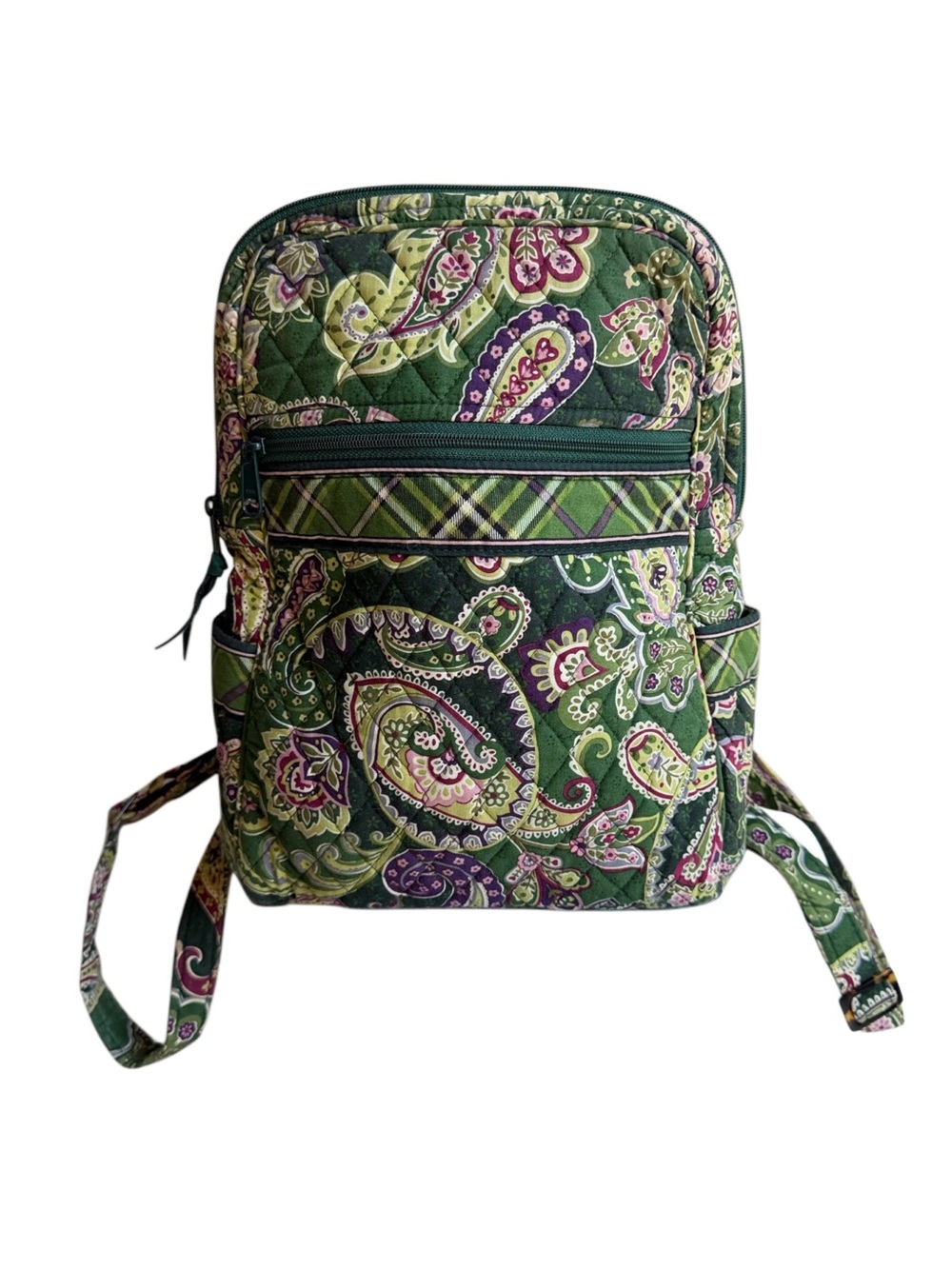 2005 Vera Bradley Green Quilted Paisley Backpack